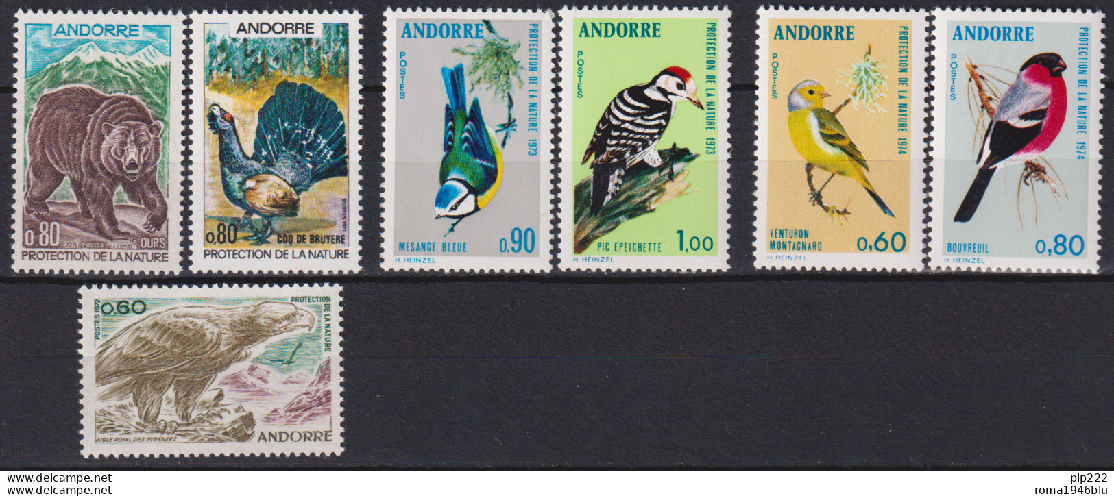 Andorra 1971/74 Protezione Natura 4 Emissioni **/MNH VF - Unused Stamps