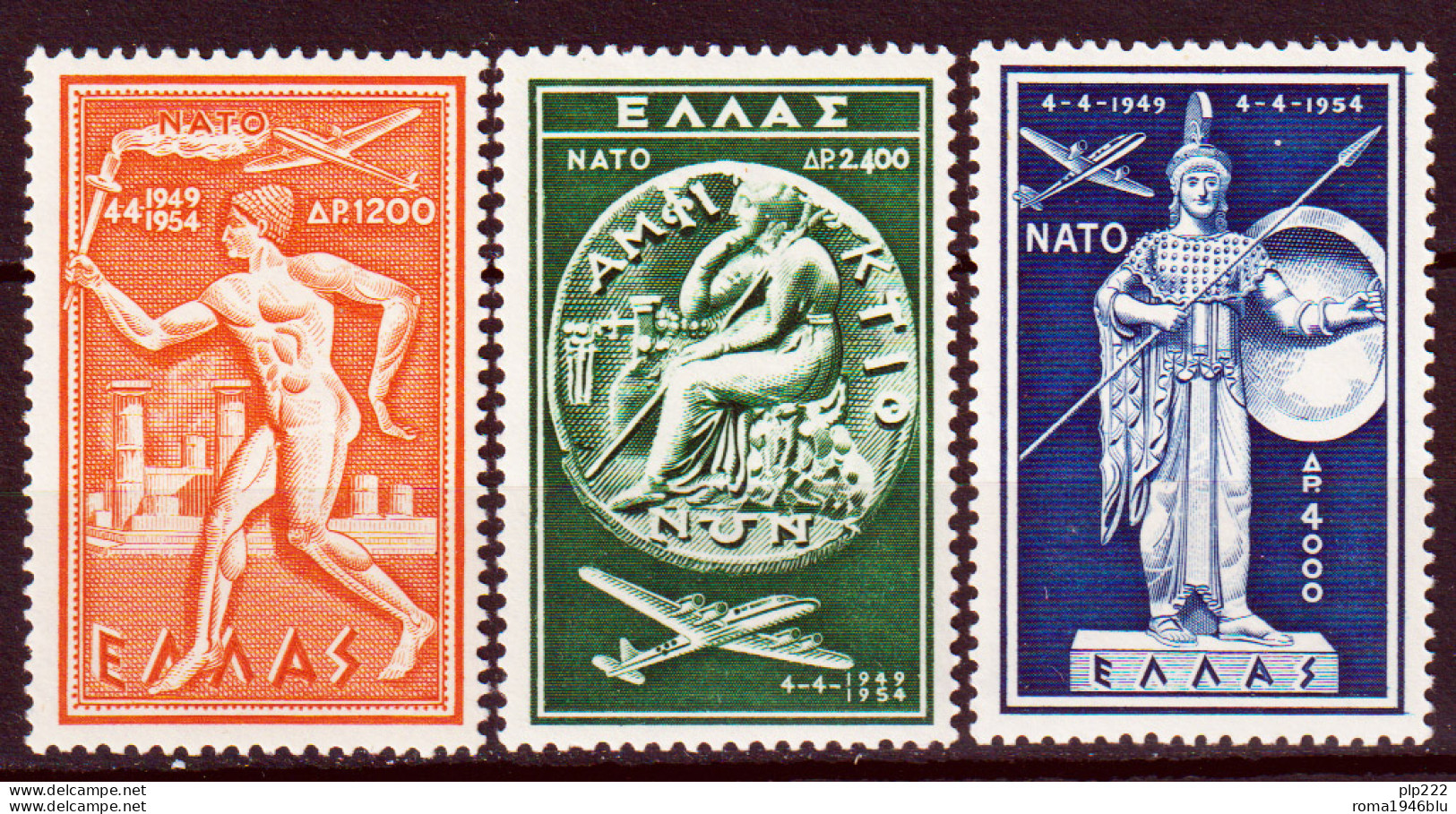 Grecia 1954 Posta Aerea Unif. A66/68 **/MNH VF - Nuovi