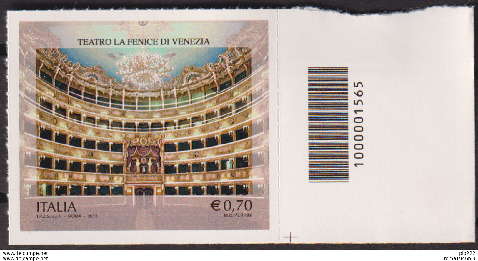 Italia Repubblica 2013 Fenice Non Fustellato, Codice A Barre Unif.3496A **/MNH VF - 2011-20: Neufs