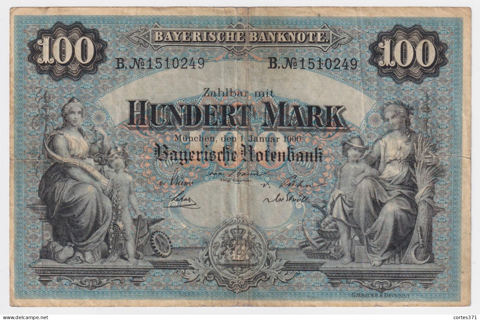 Germany Bayerische Banknote (Bayern / Bavaria) 100 Mark 1900 P-S922 VF - 100 Mark