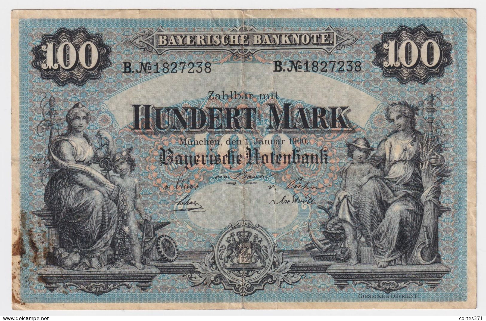 Germany Bayerische Banknote (Bayern / Bavaria) 100 Mark 1900 P-S922 VF - 100 Mark