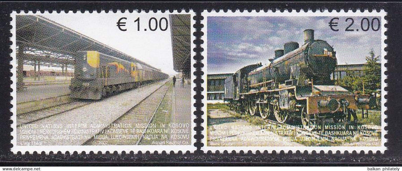 Kosovo 2007 Transport Trains Train Railways Railway UNMIK UN United Nations MNH - Unused Stamps