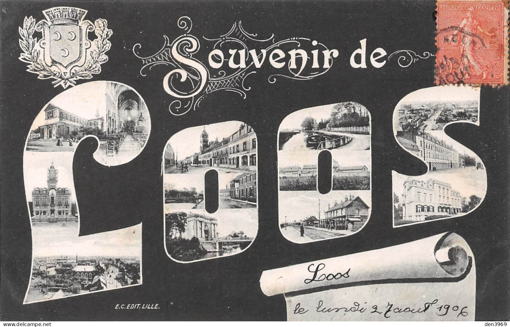 Souvenir De LOOS (Nord) Près Lille - Voyagé 1906 (2 Scans) Jeanne Grandsire, 55 Rue Du Rempart à Valenciennes - Loos Les Lille