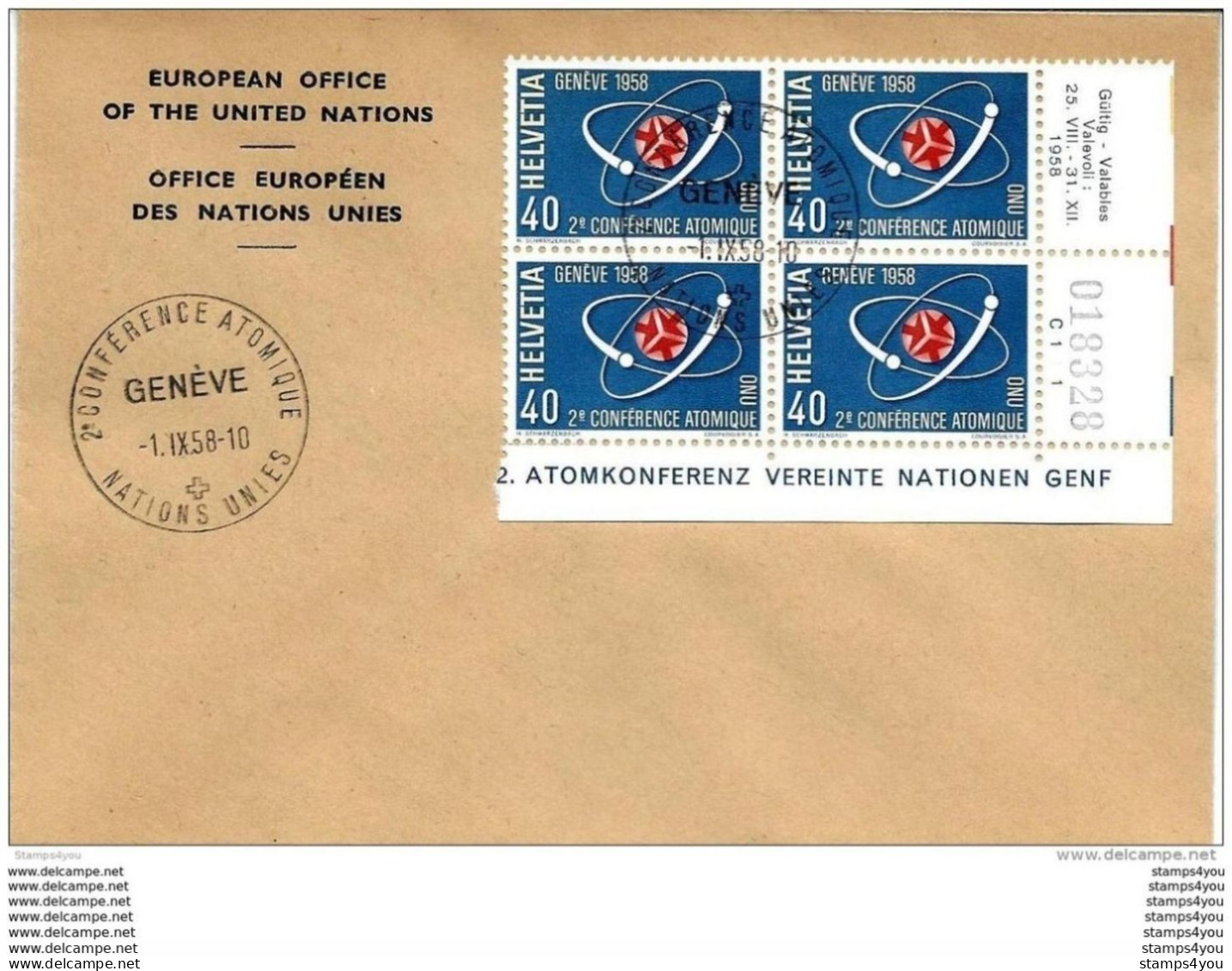 23 - 49 - Enveloppe Suisse Recommandée Avec Timbres "2e Conférence Atomique ONU 1958  Oblit Spéciale" - Atom