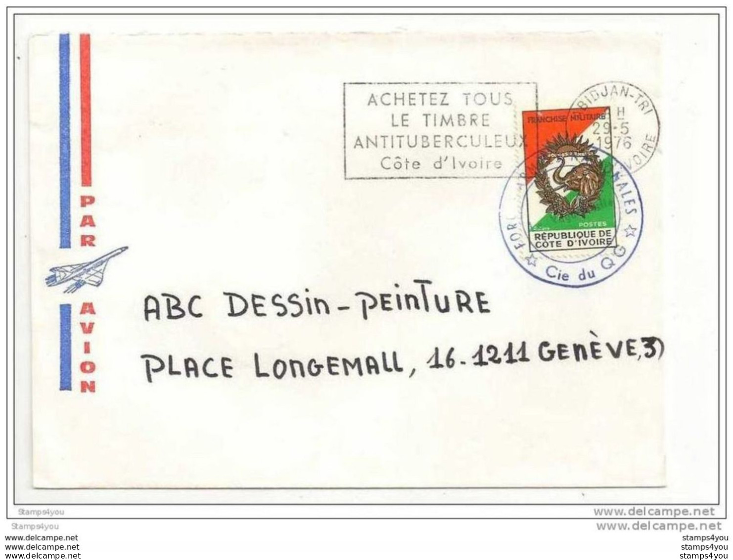 136 - 49 - Lettre Envoyée D'Abidjan En Suisse 1976 - Flamme "achetez Tous Le Timbre Antituberculeux Côte D'Ivoire" - Maladies