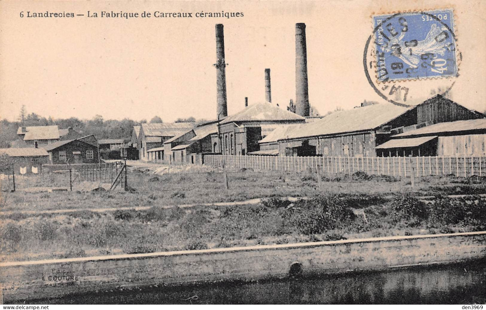 LANDRECIES (Nord) - La Fabrique De Carreaux Céramiques - Voyagé 1929 (2 Scans) Enghien-les-Bains, 15 Avenue Galliéni - Landrecies