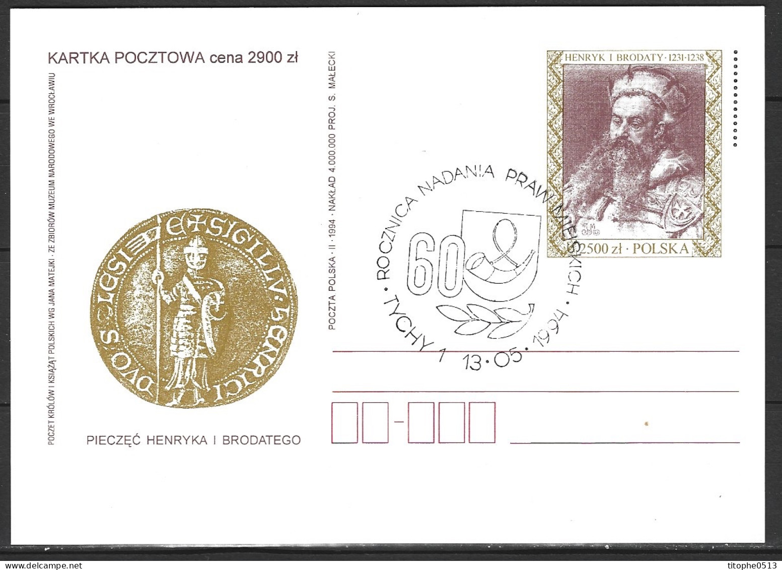 POLOGNE. Carte Commémorative De 1994. Tychy/Bière Tyskie. - Bières