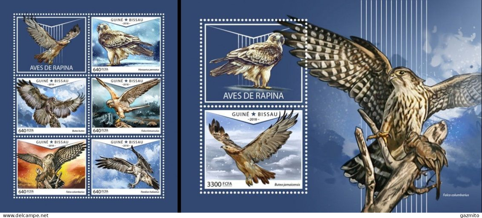 Guinea Bissau 2018, Animals, Birds Of Prey II, 5val In BF +BF - Aigles & Rapaces Diurnes