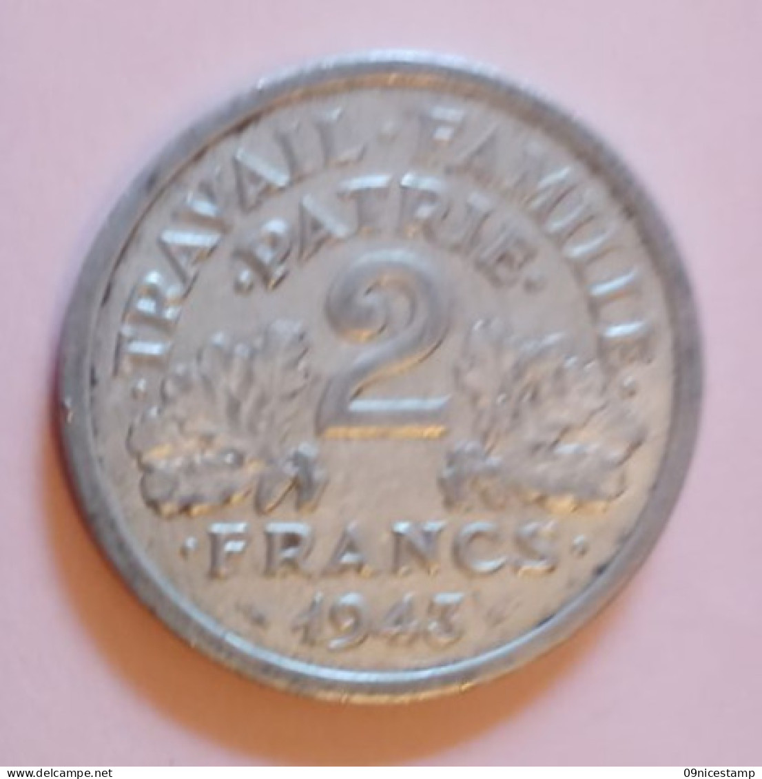 France, Year 1943, Old Coin, Used; 2 Franc - 2 Francs