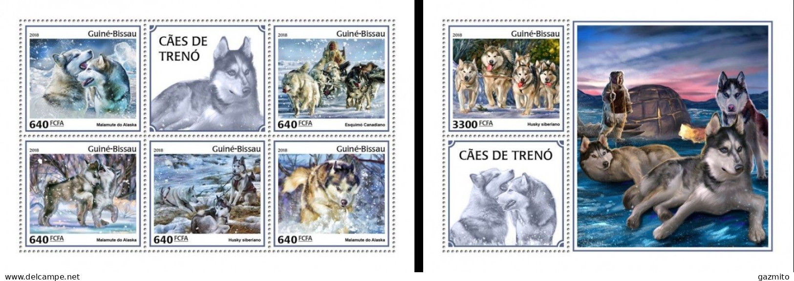 Guinea Bissau 2018, Animals, Sledge Dogs, 4val In BF +BF - Faune Arctique