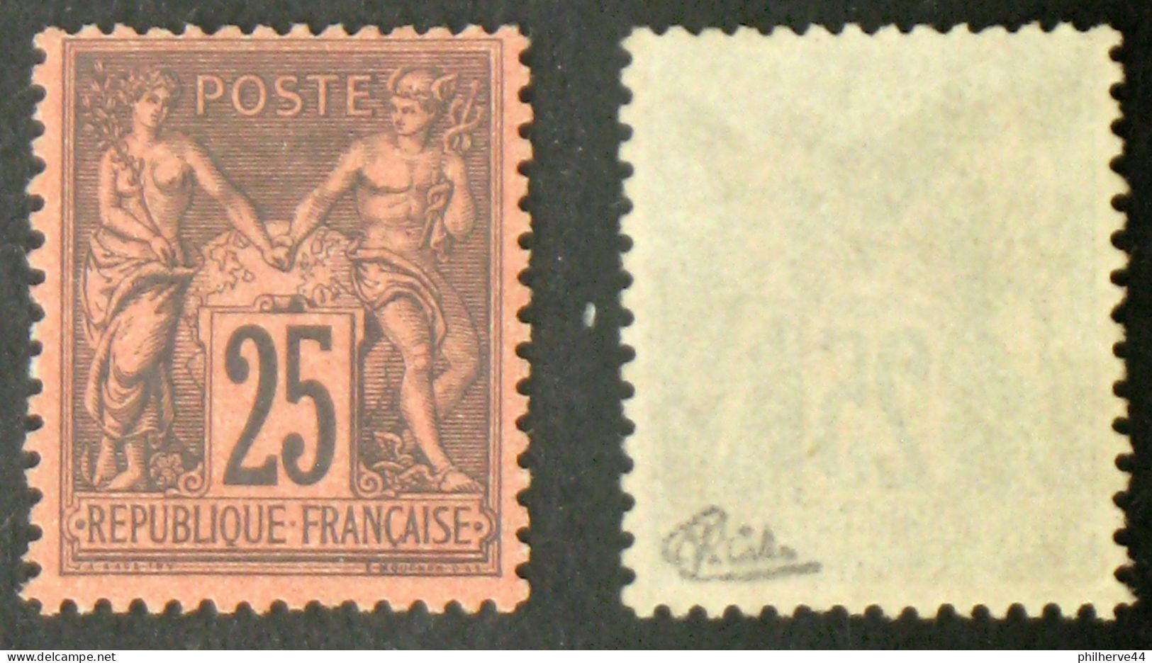 N° 91 25 C SAGE NOIR SUR ROUGE SUPERBE Neuf NSG Cote 500€ Signé Calves - 1876-1898 Sage (Type II)