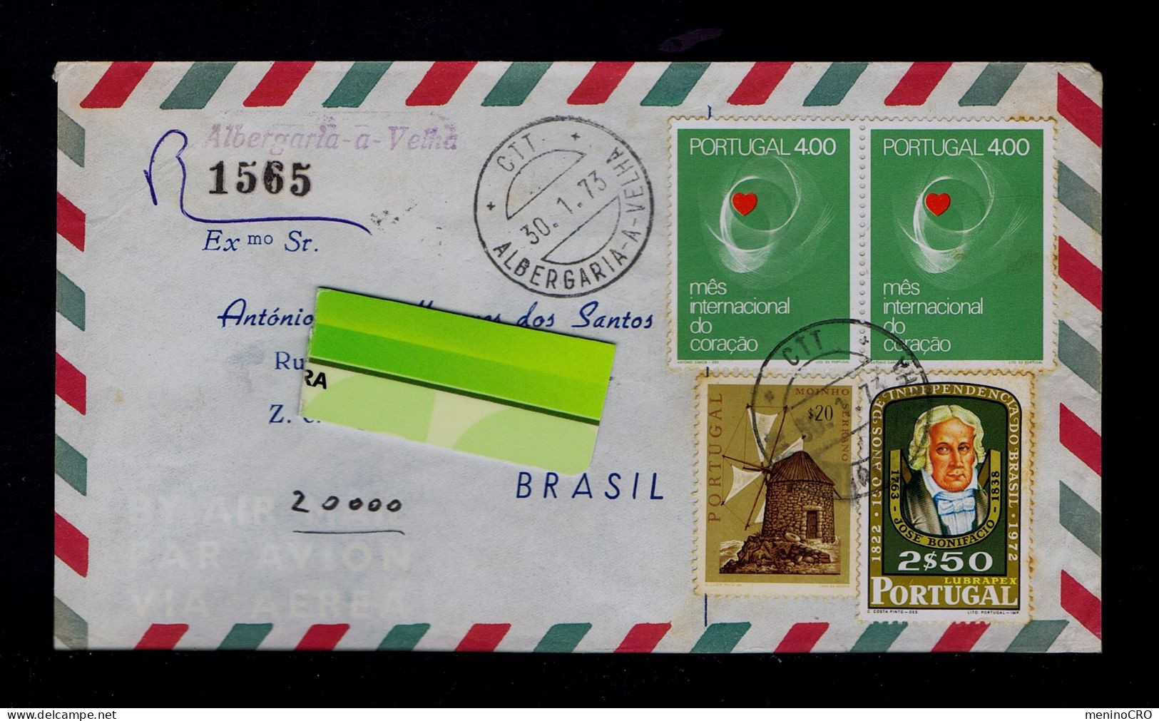 Gc8002 PORTUGAL Int.month Heart /1763-838 José Bonifácio Independence BRAZIL /serrano Windmills Mail Albergaria-a-Velha - Médecine