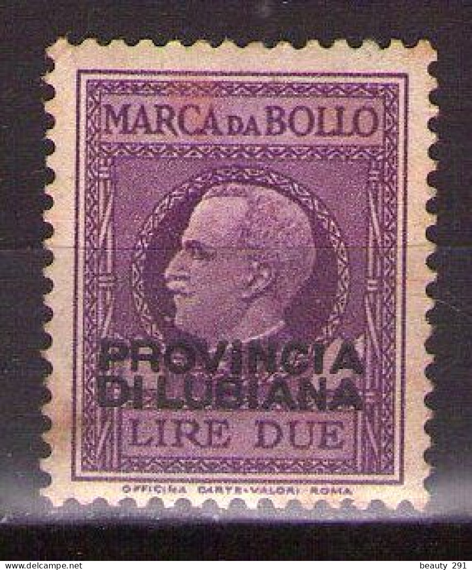 Revenue Tax - Provincia Di Lubiana 1942 Ljubljana Slovenia Italy Yugoslavia Occupation Overprint  MNH** - Lubiana