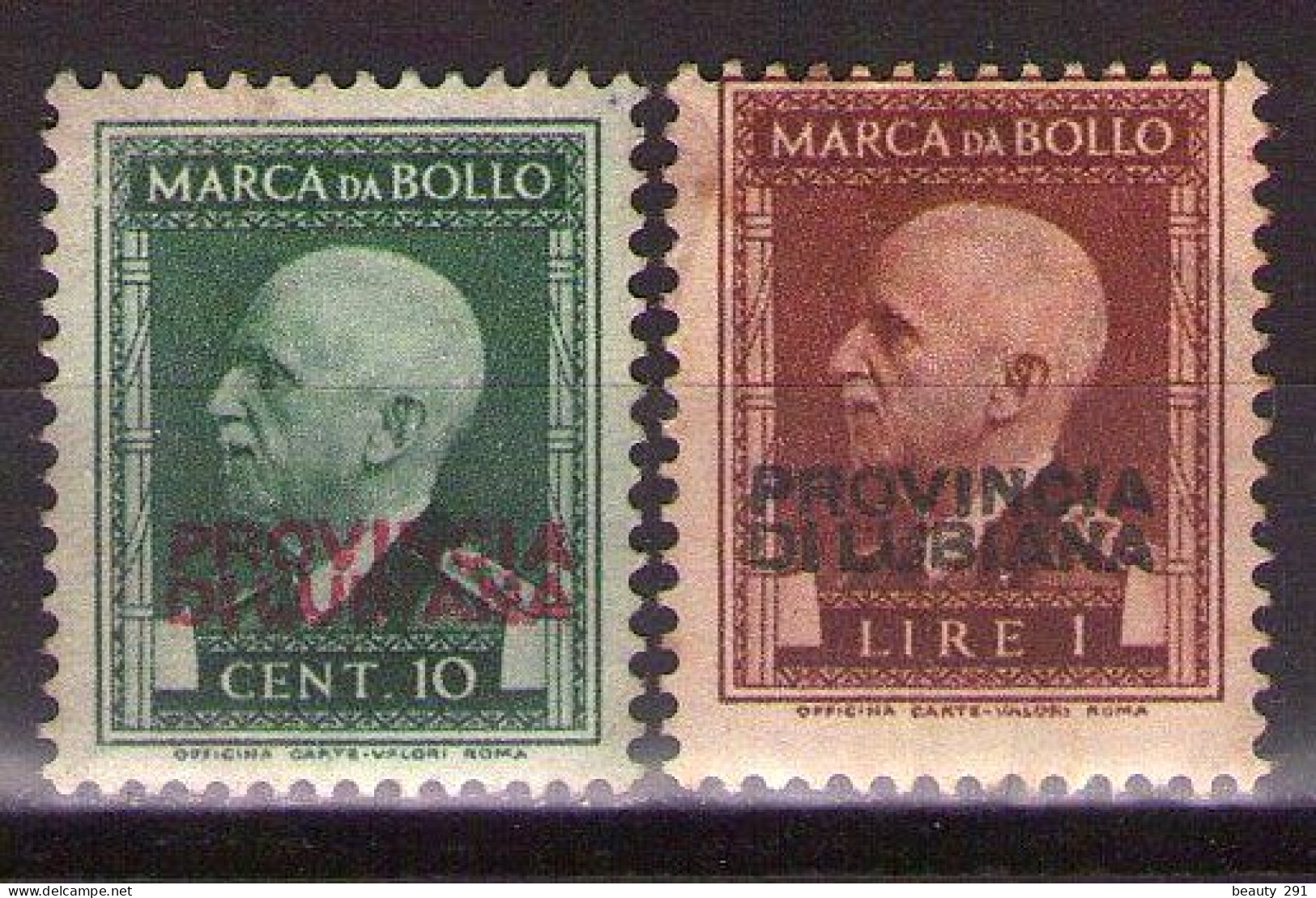 Revenue Tax - Provincia Di Lubiana 1942 Ljubljana Slovenia Italy Yugoslavia Occupation Overprint  MNH**,MNG - Lubiana