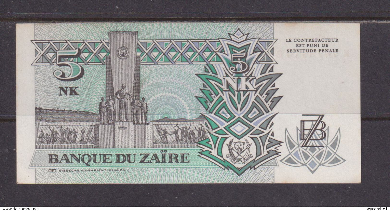 ZAIRE - 1993 5 New Likuta AUNC/XF Banknote As Scans - Zaïre