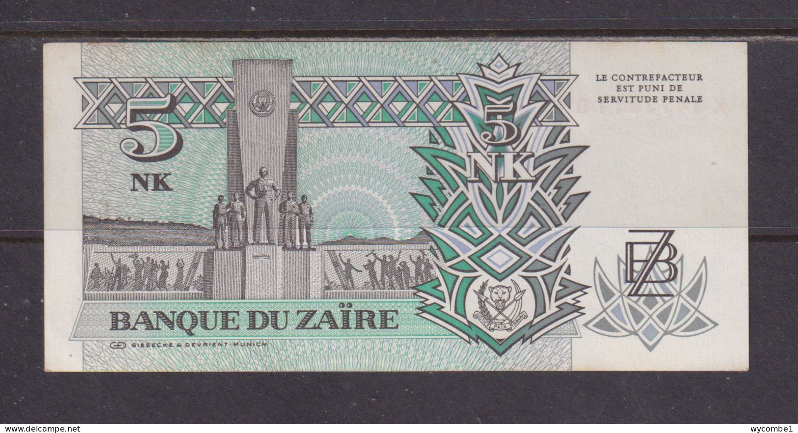 ZAIRE - 1993 5 New Likuta AUNC/XF Banknote As Scans - Zaïre