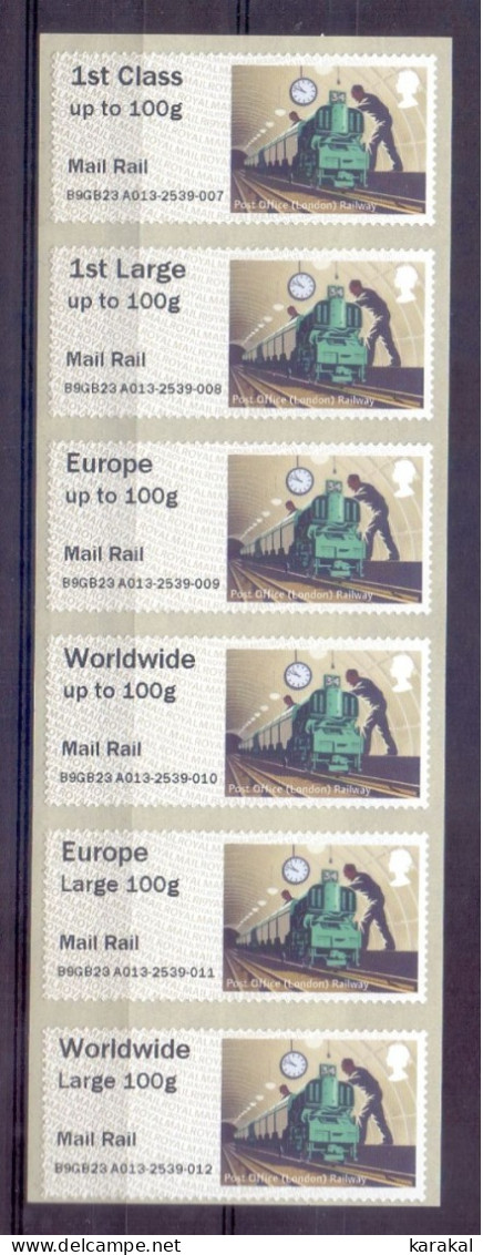 UK Post & Go ATM Full Series Mail Rail Train MNH - Post & Go Stamps