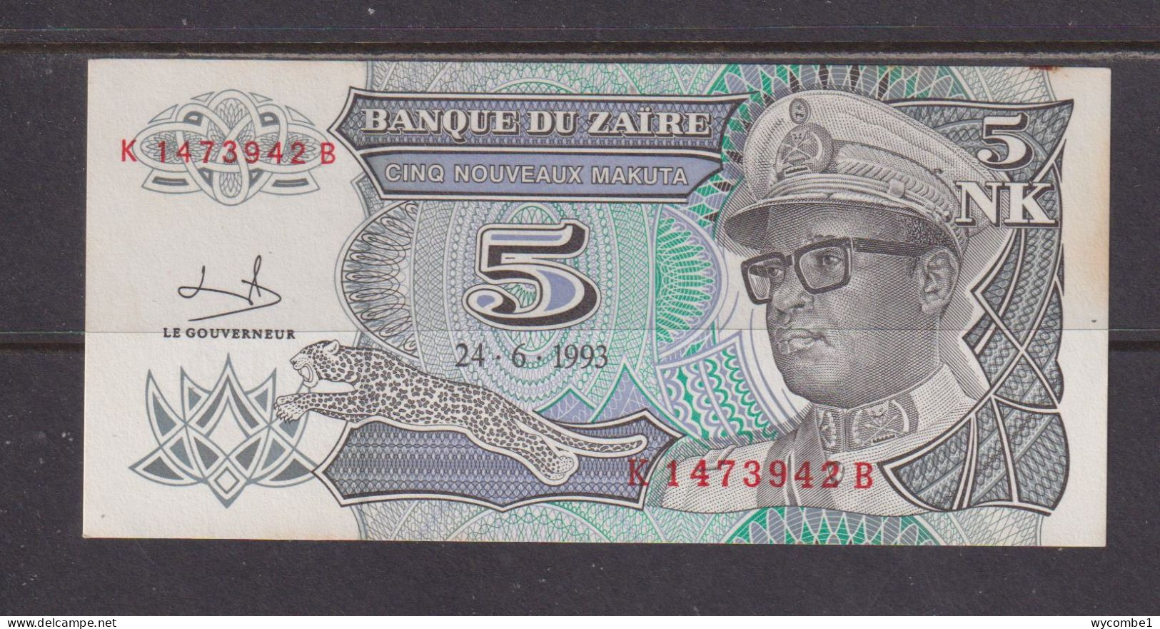 ZAIRE - 1993 5 New Likuta AUNC/XF Banknote As Scans - Zaïre