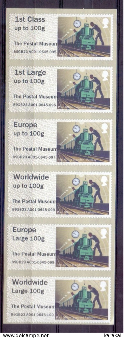 UK Post & Go ATM Full Series The Postal Museum Train MNH - Post & Go Stamps