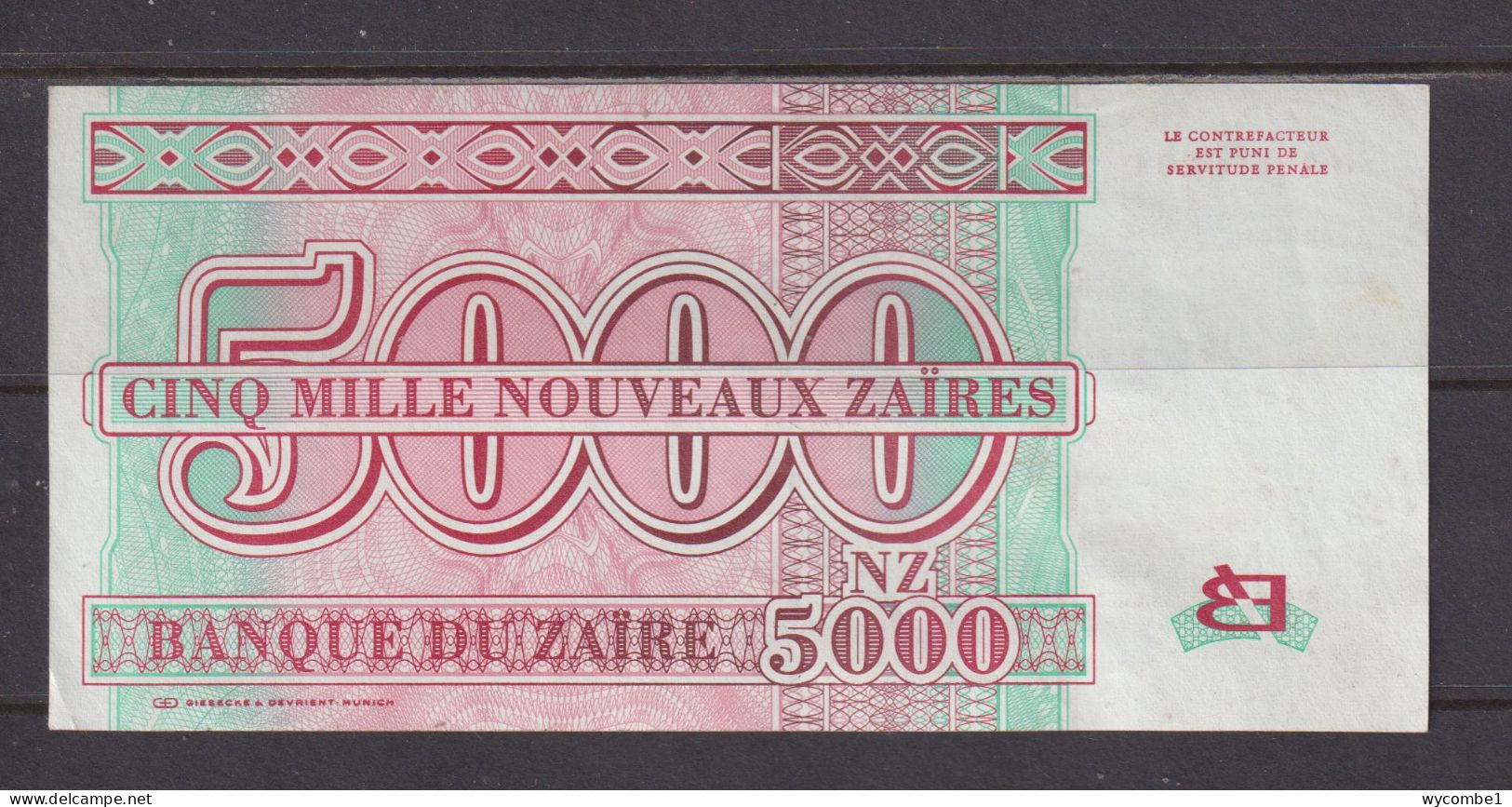 ZAIRE - 1995 5000 New ZAIRES AUNC/XF Banknote As Scans - Zaïre