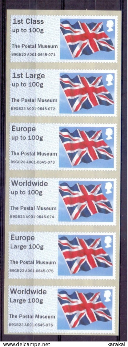 UK Post & Go ATM Full Series The Postal Museum British Flag Drapeau MNH - Post & Go Stamps