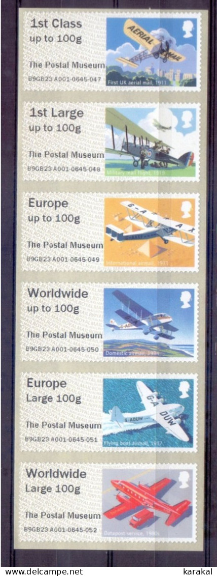 UK Post & Go ATM Full Series The Postal Museum Planes Avions MNH - Post & Go Stamps