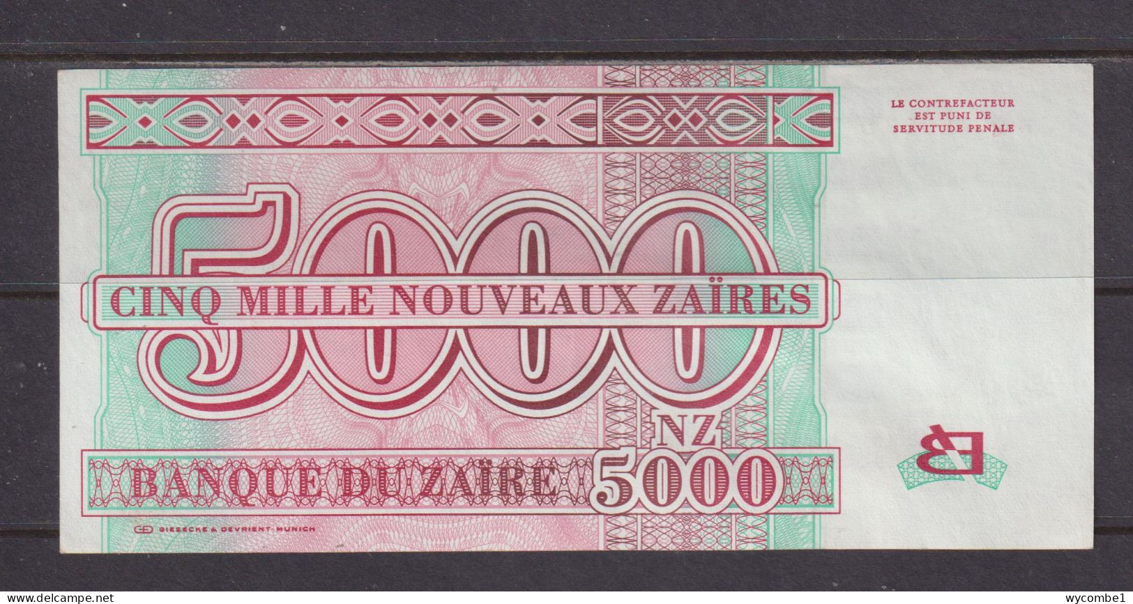 ZAIRE - 1995 5000 New ZAIRES AUNC/XF Banknote As Scans - Zaïre