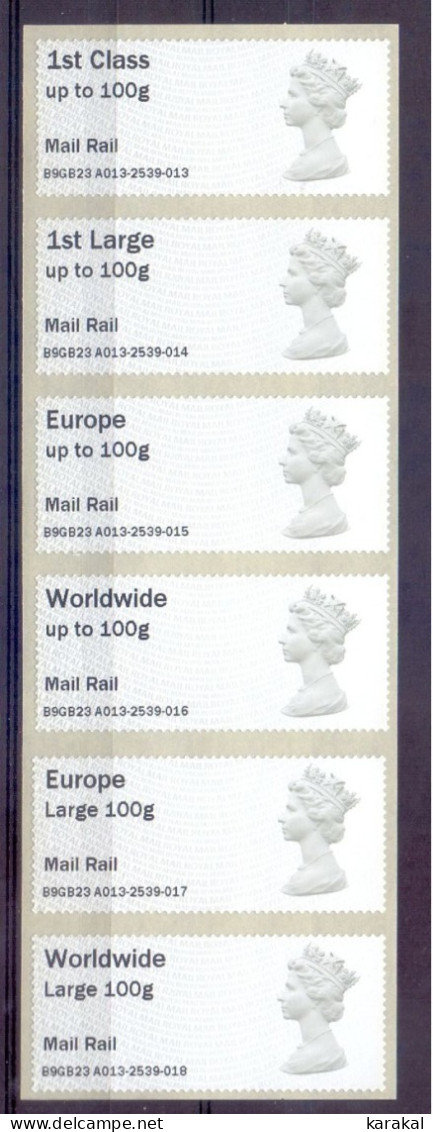 UK Post & Go ATM Full Series Mail Rail Her Majesty The Queen MNH - Post & Go Stamps