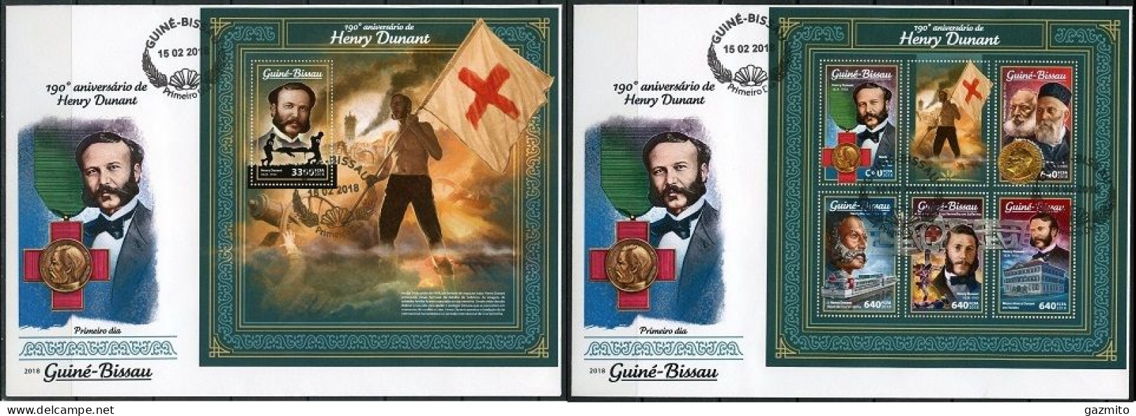 Guinea Bissau 2018, Henry Dunant, 5val In BF +BF In 2FDC - Henry Dunant