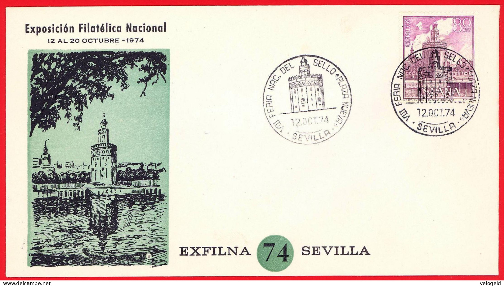 España. Spain. 1974. Matasello Especial. Special Postmark. VII Feria Nac. Del Sello. Plaza Nueva. Sevilla - Machines à Affranchir (EMA)