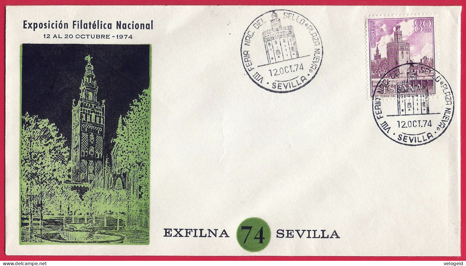España. Spain. 1974. Matasello Especial. Special Postmark. VII Feria Nac. Del Sello. Plaza Nueva. Sevilla - Macchine Per Obliterare (EMA)