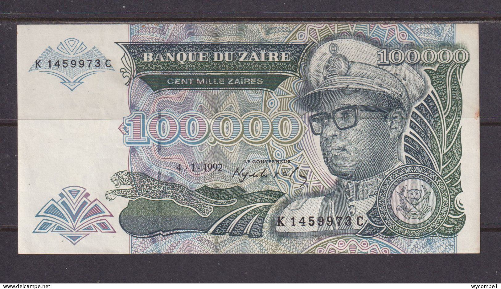 ZAIRE - 1992 100000 ZAIRES AUNC/XF Banknote As Scans - Zaïre