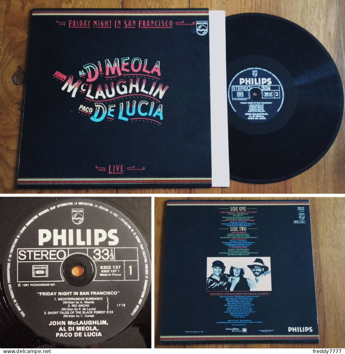 RARE French LP 33t RPM (12") AL DI MEOLA / JOHN McLAUGHLIN / PACO DI LUCIA (Live, 1981) - Jazz