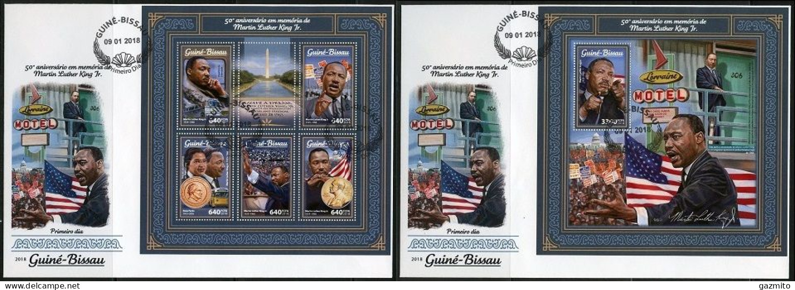 Guinea Bissau 2018, M. Luther King, 5val In BF +BF In 2FDC - Martin Luther King