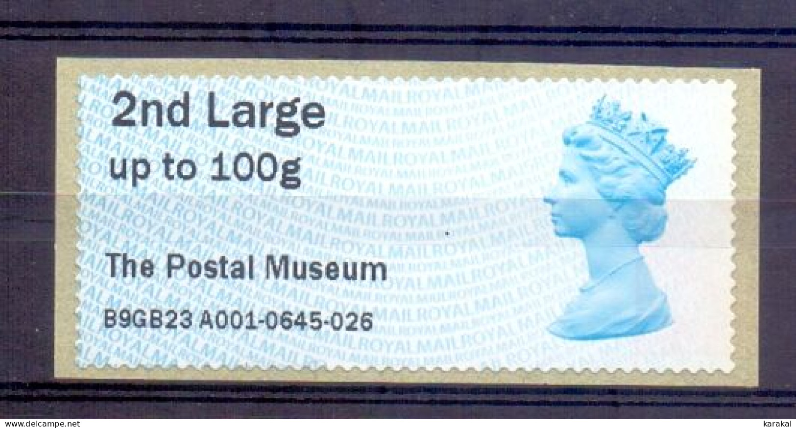 UK Post & Go ATM 2nd Class The Postal Museum Her Majesty The Queen MNH - Post & Go (distributeurs)