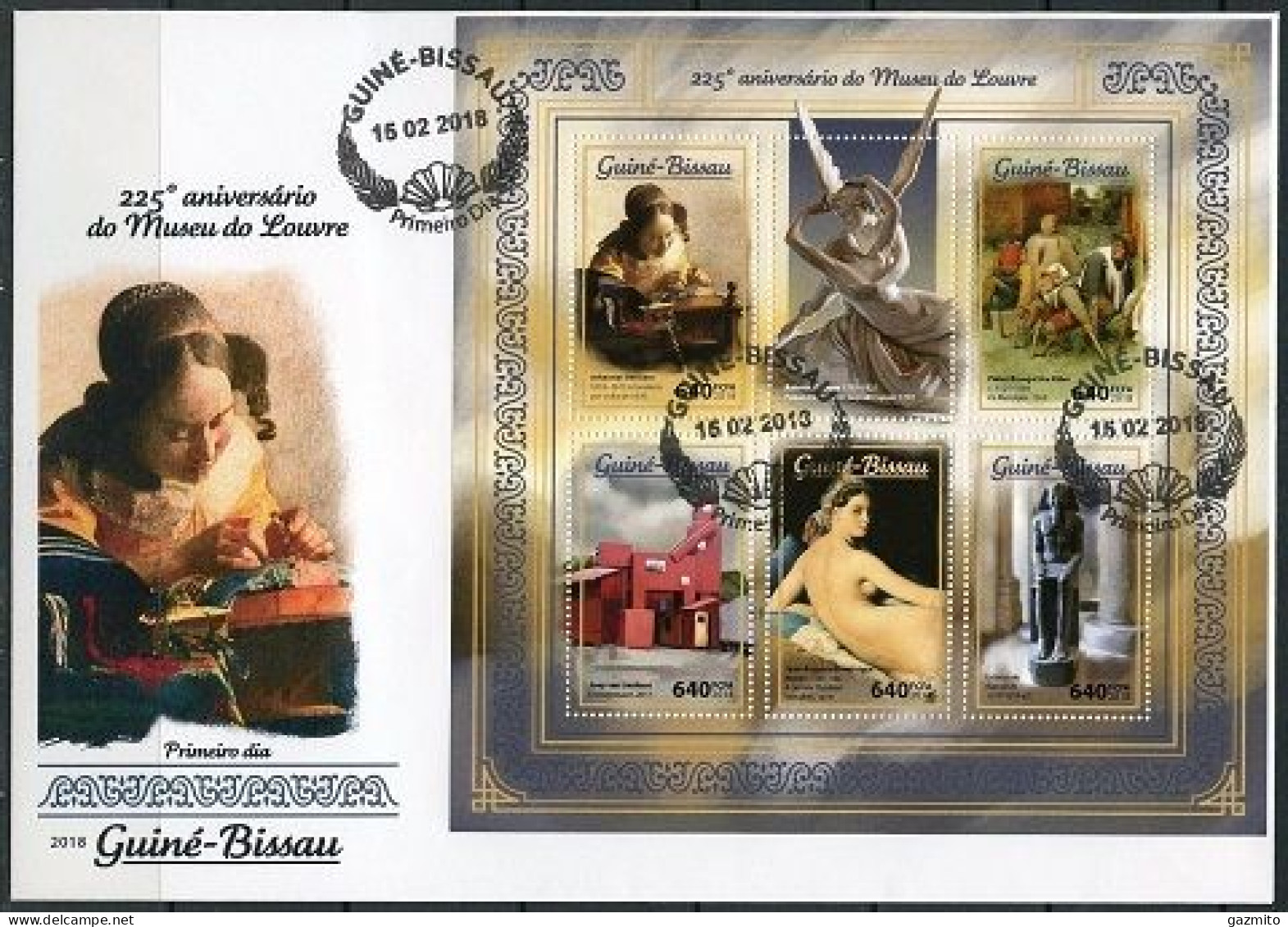 Guinea Bissau 2018, Museum, Louvre, Paintings, Egyptian, Archeology, 5val In BF In FDC - Archeologie