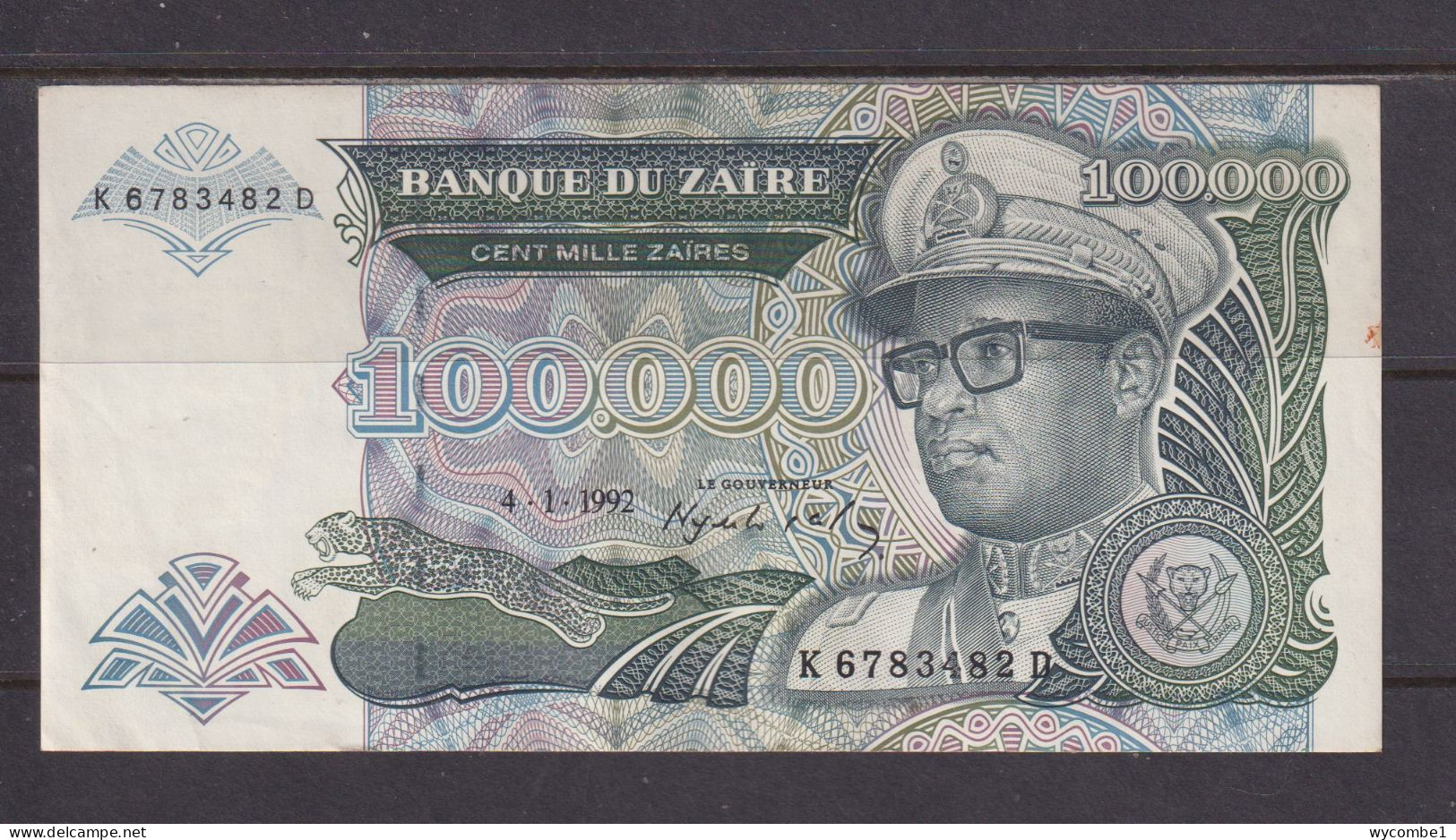 ZAIRE - 1992 100000 Zaires AUNC/XF Banknote As Scans - Zaïre