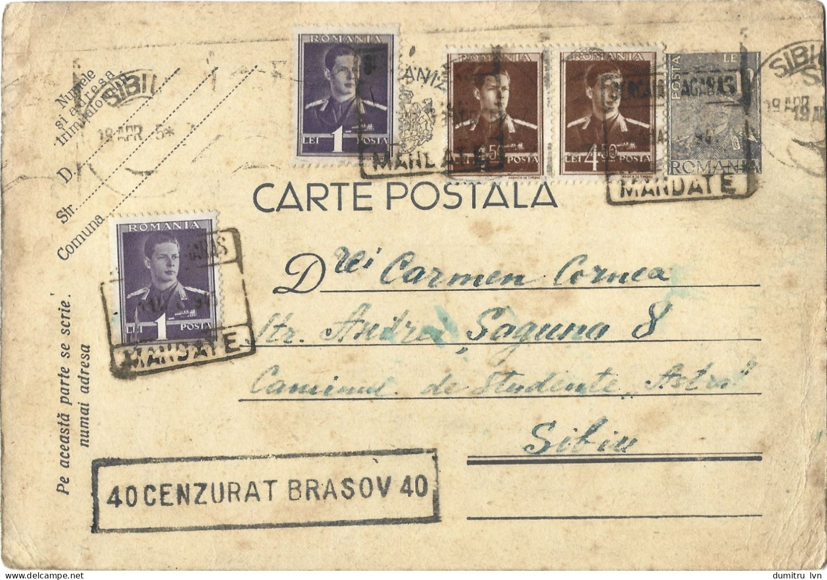 ROMANIA 1929 POSTCARD, CENSORED BRASOV 40 POSTCARD STATIONERY - Cartas De La Segunda Guerra Mundial