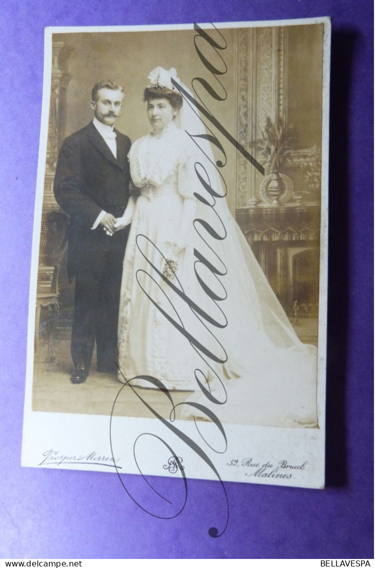 C.D.V. -Photo-Carte De Visite Studio Atelier  Prosper MORREN  Mechelen Koppel Huwelijk Mariage - Ancianas (antes De 1900)