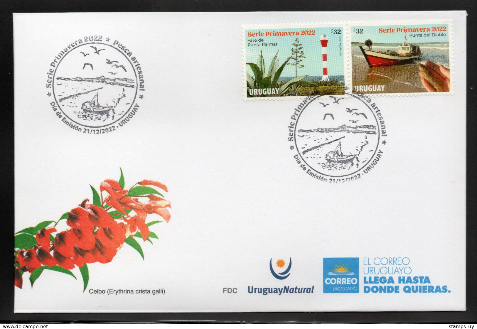 URUGUAY 2022 (Fishing, Ship, Lighthouse, Animal, Prawn, Penaeus Paulensis, Aloe, Succulent Plant) - 5x FDCs START 20%OFF - Meeuwen