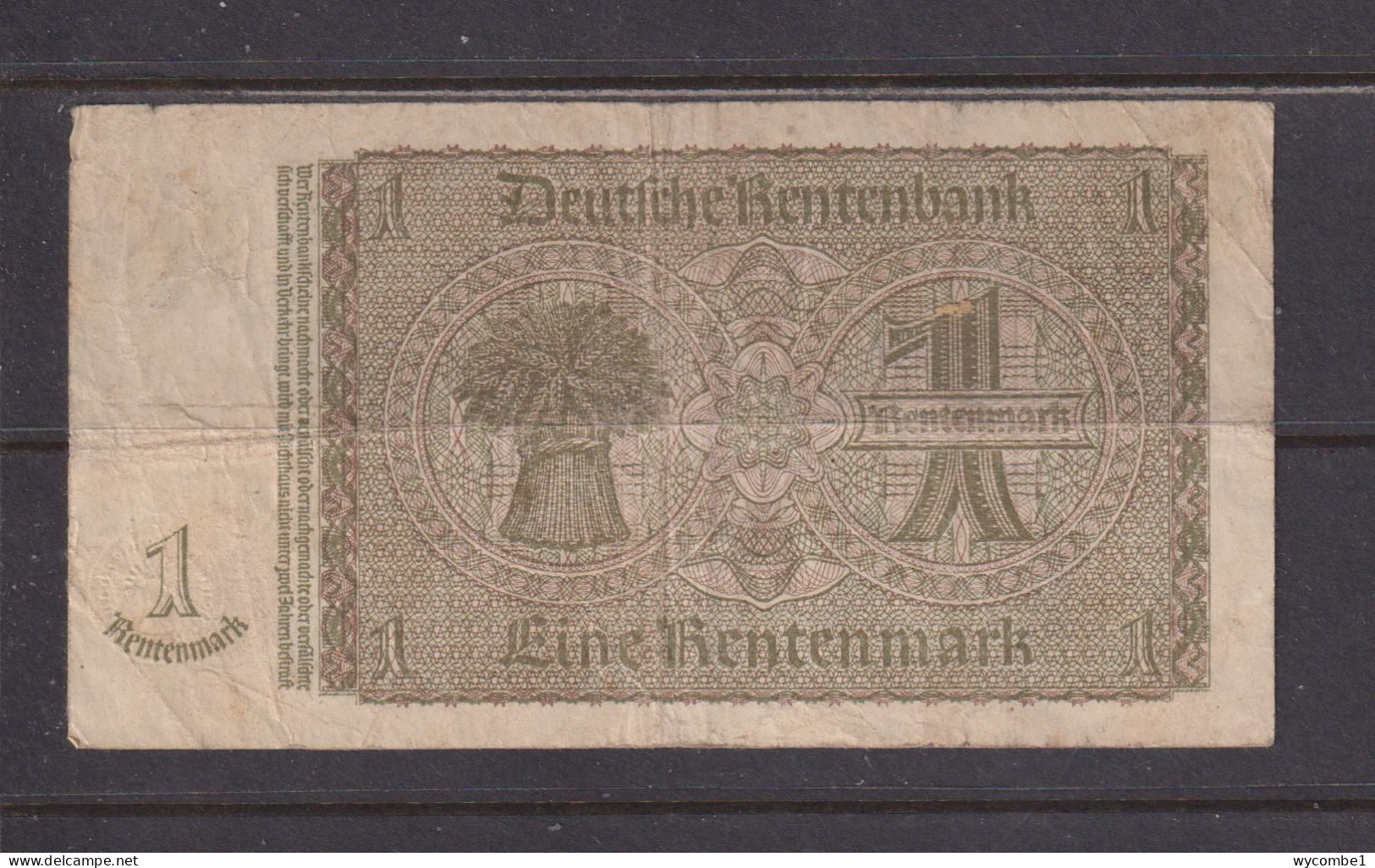 GERMANY - 1937 1 RentenMark Circulated Banknote As Scans - Andere & Zonder Classificatie