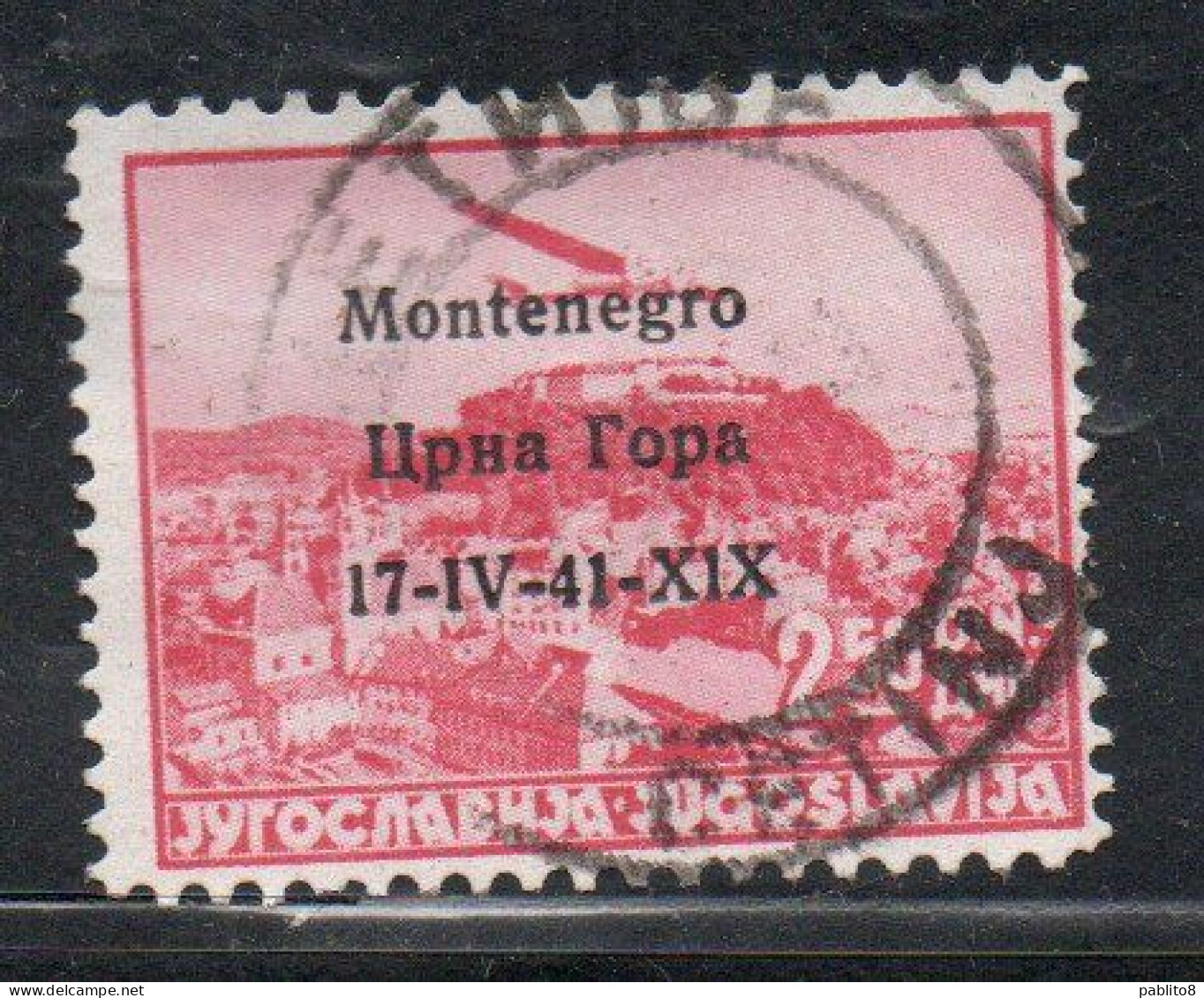 MONTENEGRO 1941 POSTA AEREA AIR MAIL SOPRASTAMPATO OVERPRINTED  2.50d USATO USED OBLITERE' - Montenegro
