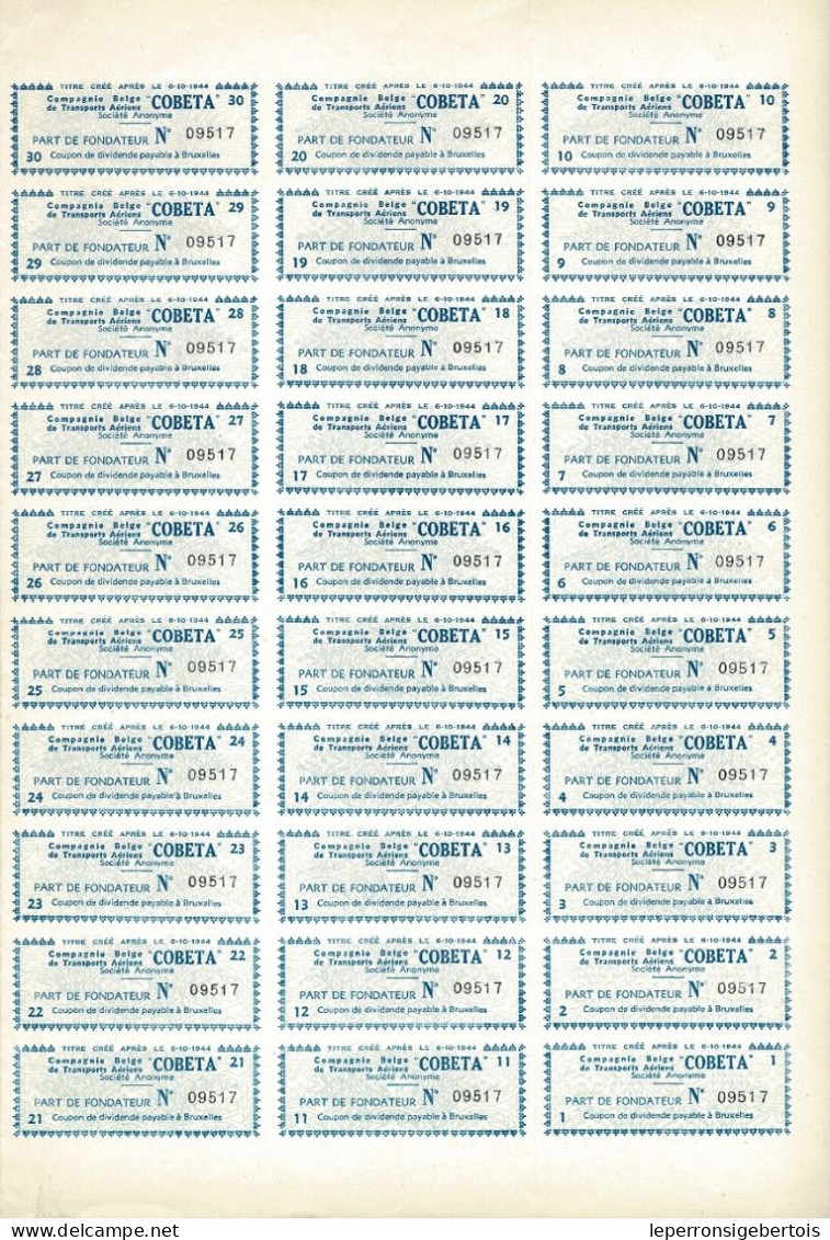 - Titre De 1947 - Compagnie Belge De Transports Aériens - COBETA - - Fliegerei