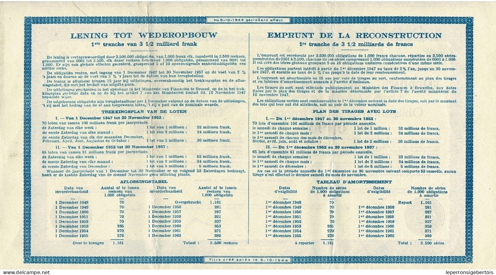 Titre De 1947- Royaume De Belgique - Caisse Autonome Des Dommages De Guerre - Emprunt De La Reconstruction - A - C