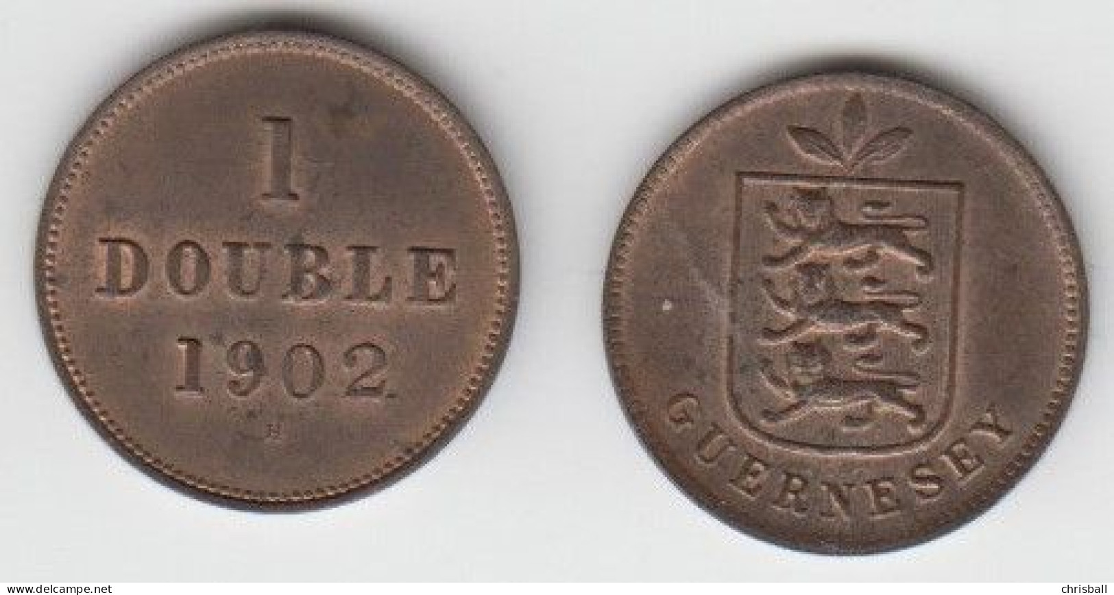 Guernsey Coin 1 Double 1902 Condition Very Fine - Guernsey