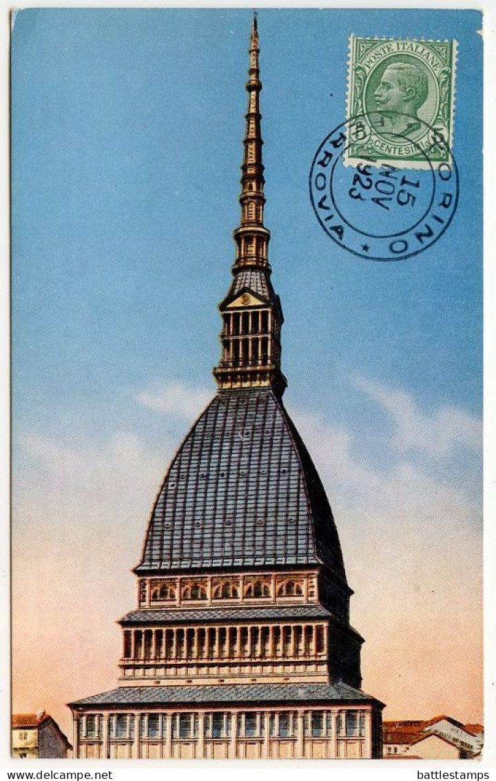 Italy 1923 Postcard Torino (Turin) - La Mole Antonelliana; Scott 94 - 5c. Victor Emmanuel III - Mole Antonelliana