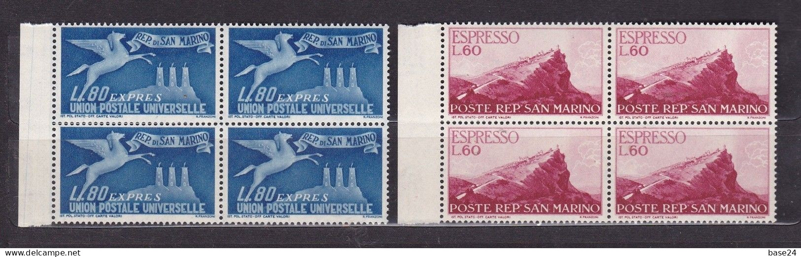 1950 San Marino Saint Marin ESPRESSO N°21-22 Serie Di 2v. In QUARTINA MNH** Express Block 4 - Sellos De Urgencia