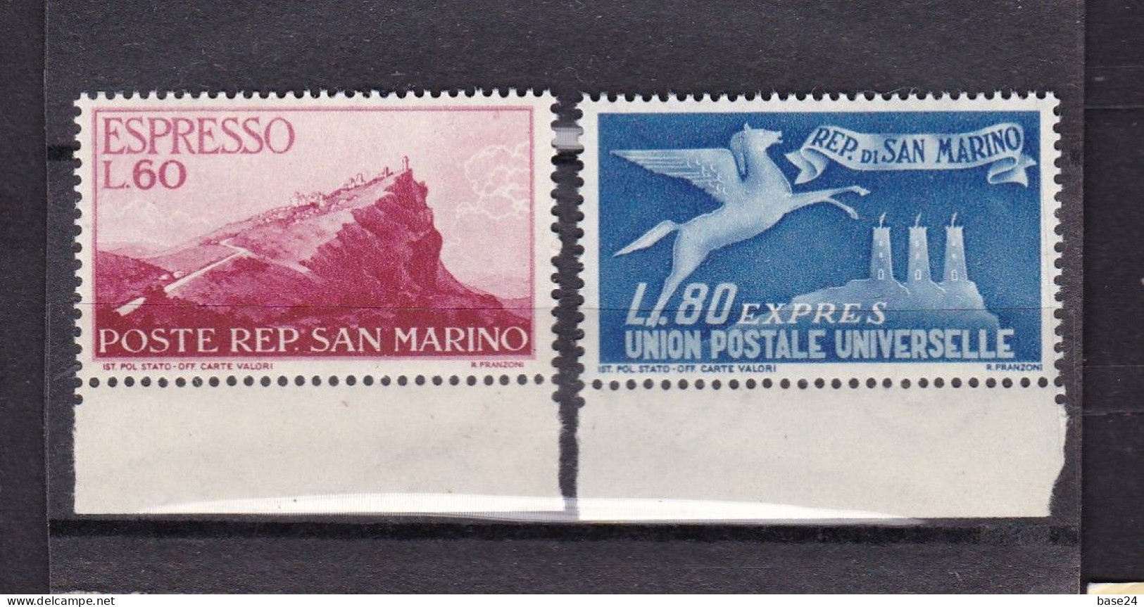 1950 San Marino Saint Marin ESPRESSO N°21-22 Serie Di 2 Valori MNH** Con Bordo Express - Francobolli Per Espresso