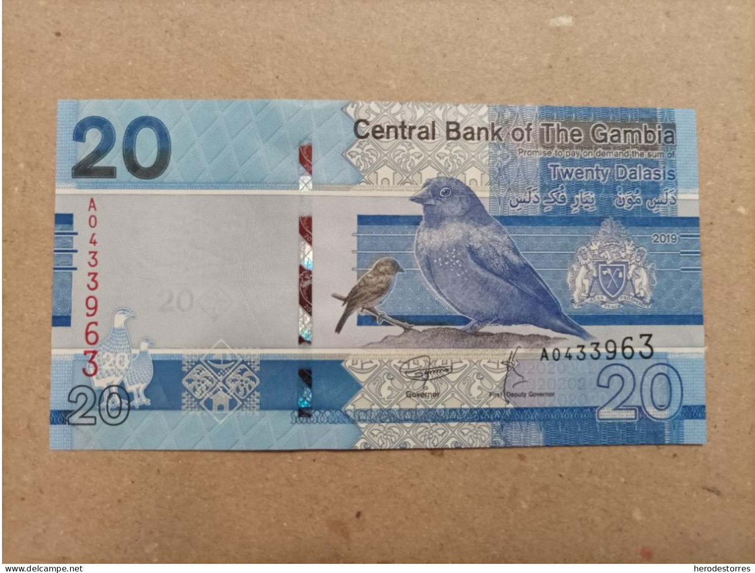 Billete De Gambia De 20 Dalasis Serie A, Nº Bajo, Año 2019, UNC - Gambie