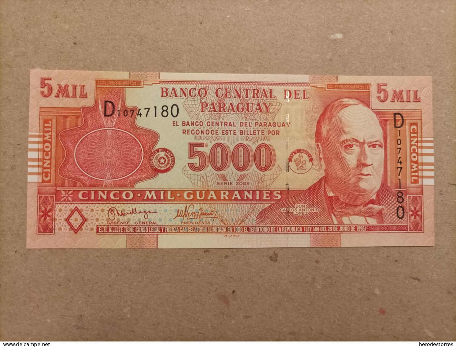 Billete De Paraguay De 5000 Guaraníes, Año 2005, UNC - Paraguay